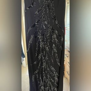 Jovani Black and Silver Backless Dress